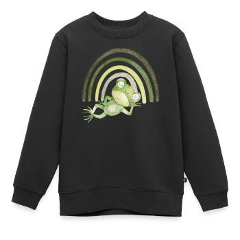 Grenouille détendue sous l’arc-en-ciel - Sweat Premium enfant bio - noir - Devant - AI Model Kid Female (0cm)