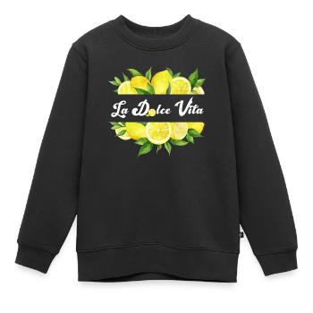Dolce Vita Zitronen Logo - Kinder Premium Organic Sweatshirt - Schwarz - Vorne - AI Model Kid Female (0cm)