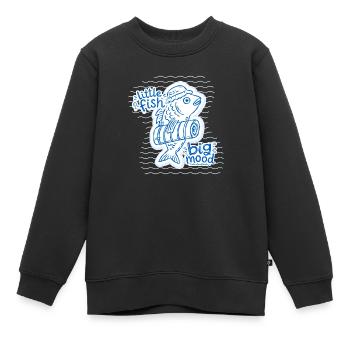 Petit Poisson Gribouillage Grandeur - Sweat Premium enfant bio - noir - Devant - AI Model Kid Female (0cm)