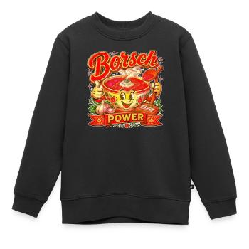 Borsch Power — Retro Cartoon Mascot Soup Art - Kids Premium Organic Sweatshirt - black - Front - AI Model Kid Female (0cm)