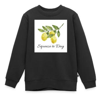 Squeeze the Day Lemon Watercolor Illustration - Kids Premium Organic Sweatshirt - black - Front - AI Model Kid Female (0cm)