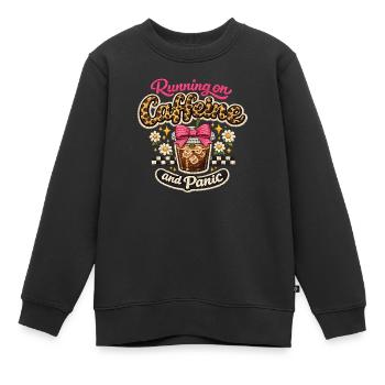 KaffeeKrise Patch: Koffein Humor Morgenmuffel - Sweat Premium enfant bio - noir - Devant - AI Model Kid Female (0cm)