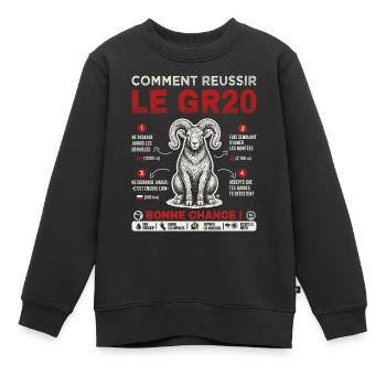 GR20 Finisher cadeau drole randonnée Corse - Sweat Premium enfant bio - noir - Devant - AI Model Kid Female (0cm)