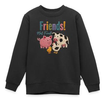Friends Not Food – Mignons animaux au crochet | Veggie & Vega - Sweat Premium enfant bio - noir - Devant - AI Model Kid Female (0cm)