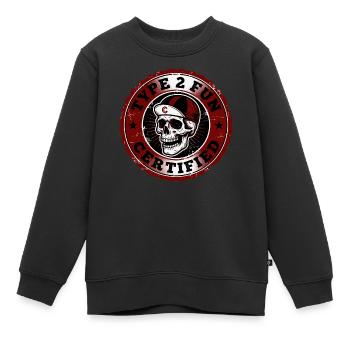 Schädelabzeichen Typ 2 Spaß - Kinder Premium Organic Sweatshirt - Schwarz - Vorne - AI Model Kid Female (0cm)