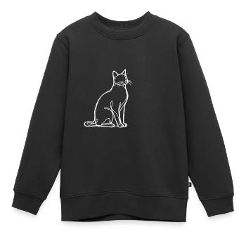 Katze one line art Geschenk Geburtstag - Kinder Premium Organic Sweatshirt - Schwarz - Vorne - AI Model Kid Female (0cm)