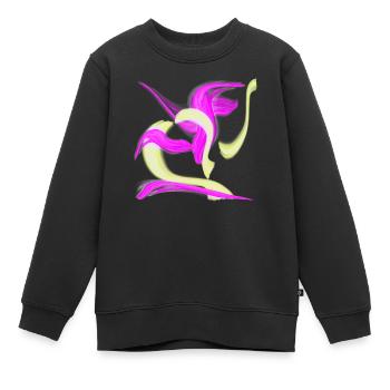 Neonrosa gelber Wirbel - Kinder Premium Organic Sweatshirt - Schwarz - Vorne - AI Model Kid Female (0cm)