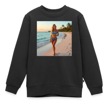 Bikini bleu sur une plage tropicale - Sweat Premium enfant bio - noir - Devant - AI Model Kid Female (0cm)