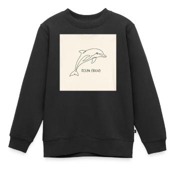Delfin Linienkunst: Ozeanfreund - Kinder Premium Organic Sweatshirt - Schwarz - Vorne - AI Model Kid Female (0cm)