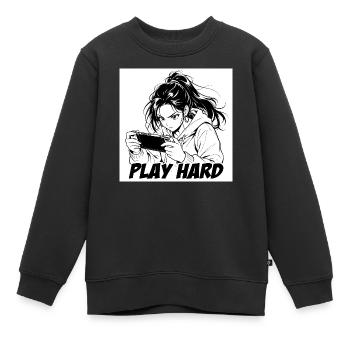 Spiel Hard Manga Gamer - Kinder Premium Organic Sweatshirt - Schwarz - Vorne - AI Model Kid Female (0cm)