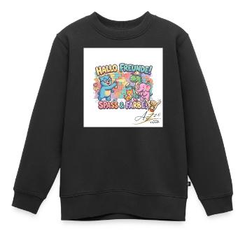 Hallo Freunde Spass und Farbe - Kinder Premium Organic Sweatshirt - Schwarz - Vorne - AI Model Kid Female (0cm)