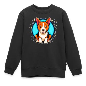 Basenji Dog (portrait comique) - Sweat Premium enfant bio - noir - Devant - AI Model Kid Female (0cm)