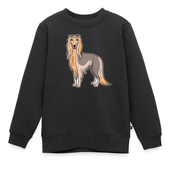 Afghan Hound (bande dessinée) - Sweat Premium enfant bio - noir - Devant - AI Model Kid Female (0cm)