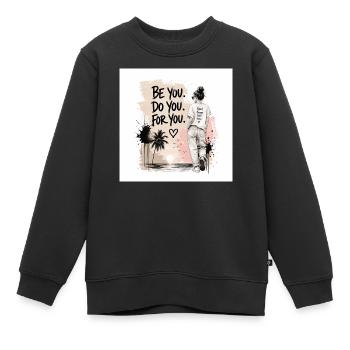 C44E0514-D160-4EC5-B75F-FFC0E88E6842 - Kinder Premium Organic Sweatshirt - Schwarz - Vorne - AI Model Kid Female (0cm)