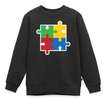 Icône du puzzle de l’autisme - Sweat Premium enfant bio - noir - Devant - AI Model Kid Female (0cm)
