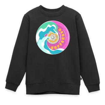 Motif surfskate en rose jaune avec des vagues - Sweat Premium enfant bio - noir - Devant - AI Model Kid Female (0cm)