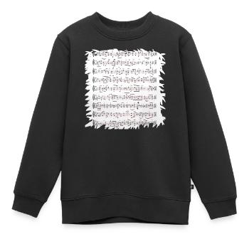 Schwarzweiß Notenblatt mit Rand - Kinder Premium Organic Sweatshirt - Schwarz - Vorne - AI Model Kid Female (0cm)