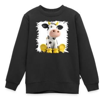 Dessin animé La Vache aux Bottes Jaunes - Sweat Premium enfant bio - noir - Devant - AI Model Kid Female (0cm)