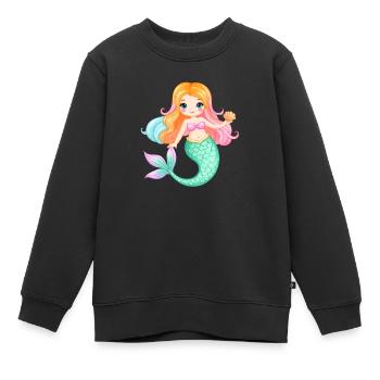 Comic Meerjungfrau mit Muschel – Magisches Design - Kinder Premium Organic Sweatshirt - Schwarz - Vorne - AI Model Kid Female (0cm)