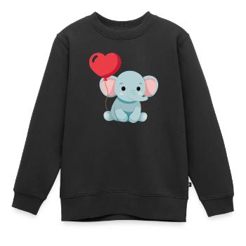 Petit éléphant mignon - Sweat Premium enfant bio - noir - Devant - AI Model Kid Female (0cm)