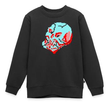 8bit neon skull - Kinder Premium Organic Sweatshirt - Schwarz - Vorne - AI Model Kid Female (0cm)