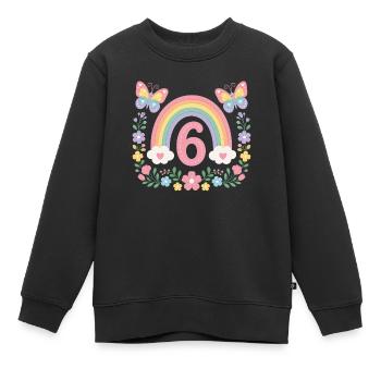Geburtstag 6Mädchen Regenbogen  - Kinder Premium Organic Sweatshirt - Schwarz - Vorne - AI Model Kid Female (0cm)
