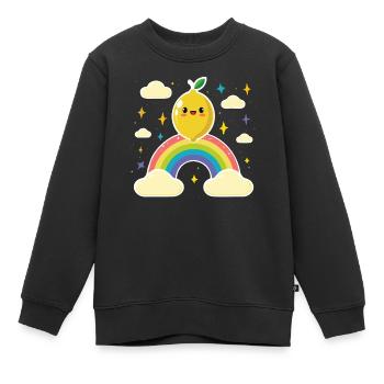 Kawaii Zitronenregenbogen - Kinder Premium Organic Sweatshirt - Schwarz - Vorne - AI Model Kid Female (0cm)