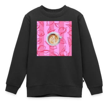 Cappuccino  - Kinder Premium Organic Sweatshirt - Schwarz - Vorne - AI Model Kid Female (0cm)