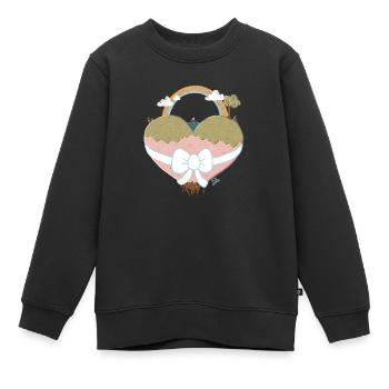 Paysage du cœur avec arc-en-ciel - Sweat Premium enfant bio - noir - Devant - AI Model Kid Female (0cm)