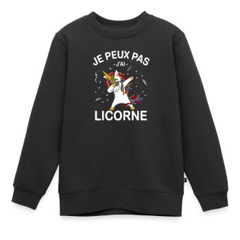 Je Peux Pas J'ai Licorne - Sweat Premium enfant bio - noir - Devant - AI Model Kid Female (0cm)