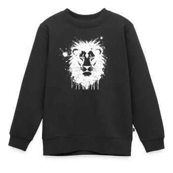 Löwe in weißen Tintentropfen - Kinder Premium Organic Sweatshirt - Schwarz - Vorne - AI Model Kid Female (0cm)