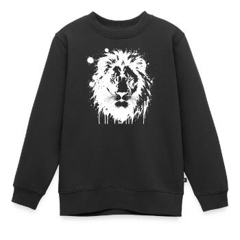 Lion Splash Blanc - Sweat Premium enfant bio - noir - Devant - AI Model Kid Female (0cm)