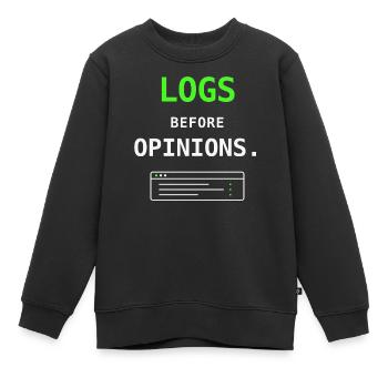 Logs Before Options IT Humor Sysadmin Geschenk - Kinder Premium Organic Sweatshirt - Schwarz - Vorne - AI Model Kid Female (0cm)