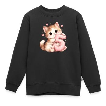 Kätzchen 5 Geburtstag - Kinder Premium Organic Sweatshirt - Schwarz - Vorne - AI Model Kid Female (0cm)