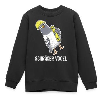 Schräger Vogel – Taube mit Wasserwaage - Kinder Premium Organic Sweatshirt - Schwarz - Vorne - AI Model Kid Female (0cm)
