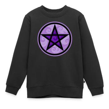 Pentakel - Pentagramm im Kreis mit lila Schnörkeln - Kinder Premium Organic Sweatshirt - Schwarz - Vorne - AI Model Kid Female (0cm)