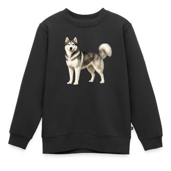 Husky Portrait im Nebel - Kinder Premium Organic Sweatshirt - Schwarz - Vorne - AI Model Kid Female (0cm)