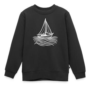 Classic sailboat on ocean waves - Kids Premium Organic Sweatshirt - black - Front - AI Model Kid Female (0cm)
