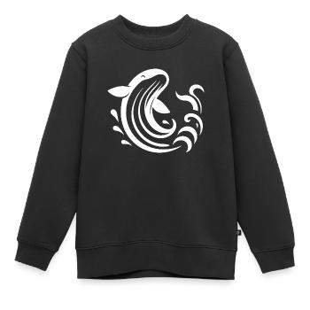 Leaping Whale Silhouette Sea Motif - Kids Premium Organic Sweatshirt - black - Front - AI Model Kid Female (0cm)