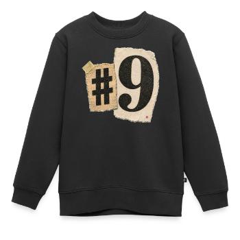 Number Nine Collage Typography - Kids Premium Organic Sweatshirt - black - Front - AI Model Kid Female (0cm)