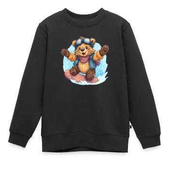 Teddy Surf Abenteuer - Kinder Premium Organic Sweatshirt - Schwarz - Vorne - AI Model Kid Female (0cm)