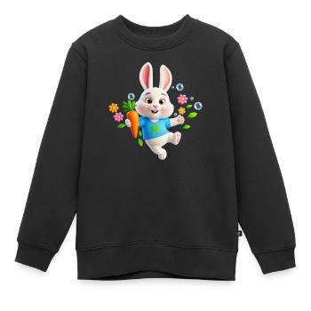 Süßer Hase mit Karotte – Buchstabe R - Kinder Premium Organic Sweatshirt - Schwarz - Vorne - AI Model Kid Female (0cm)