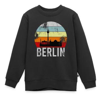 BERLIN RETRO Vintage Design als Geschenk - Kinder Premium Organic Sweatshirt - Schwarz - Vorne - AI Model Kid Female (0cm)