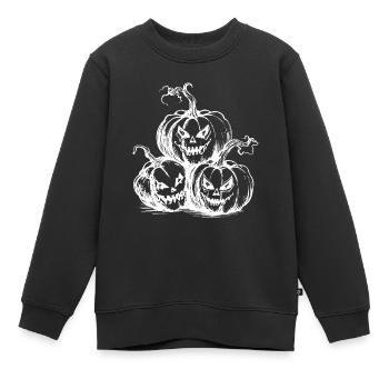 Pumpkins evil grimace - Kids Premium Organic Sweatshirt - black - Front - AI Model Kid Female (0cm)
