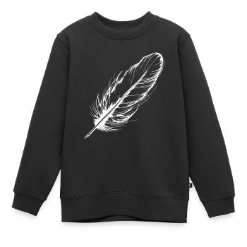 Vogelfeder Hand gezeichnet - Kinder Premium Organic Sweatshirt - Schwarz - Vorne - AI Model Kid Female (0cm)