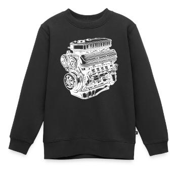 Moteur de voiture Moteur à combustion interne V6 - Sweat Premium enfant bio - noir - Devant - AI Model Kid Female (0cm)