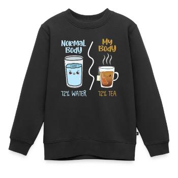 Idée cadeau eau et thé corps normal / mon corps - Sweat Premium enfant bio - noir - Devant - AI Model Kid Female (0cm)