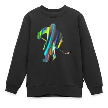 Eishockey, Hockey, Graffiti, bunt, stencil - Kinder Premium Organic Sweatshirt - Schwarz - Vorne - AI Model Kid Female (0cm)