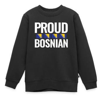 Proud Bosnian Bosnien Balkan Bosnische Flagge - Kinder Premium Organic Sweatshirt - Schwarz - Vorne - AI Model Kid Female (0cm)