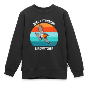 Observation des oiseaux Observation des oiseaux Observation des oiseaux - Sweat Premium enfant bio - noir - Devant - AI Model Kid Female (0cm)